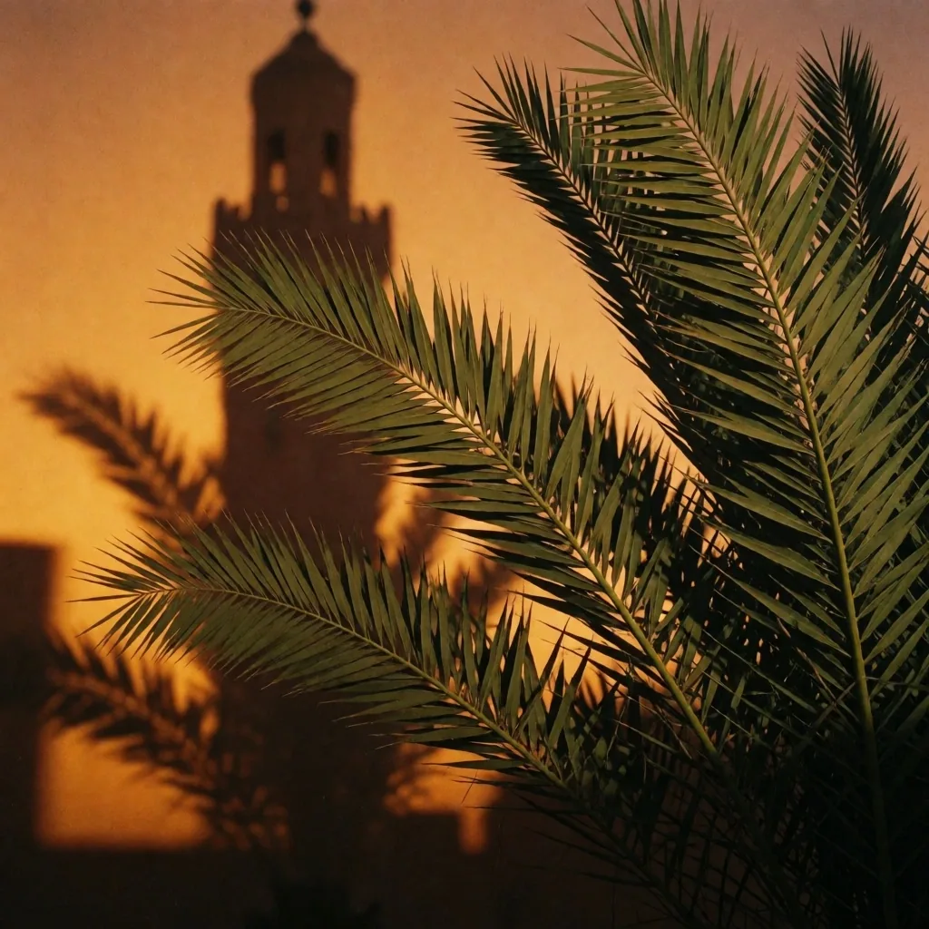 Palm fronds against sky