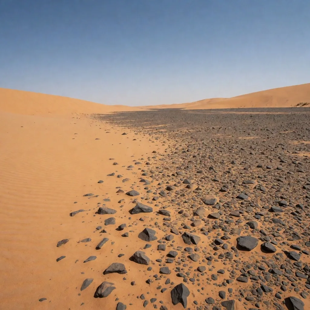 Sand dunes and rock formations in the arid interior