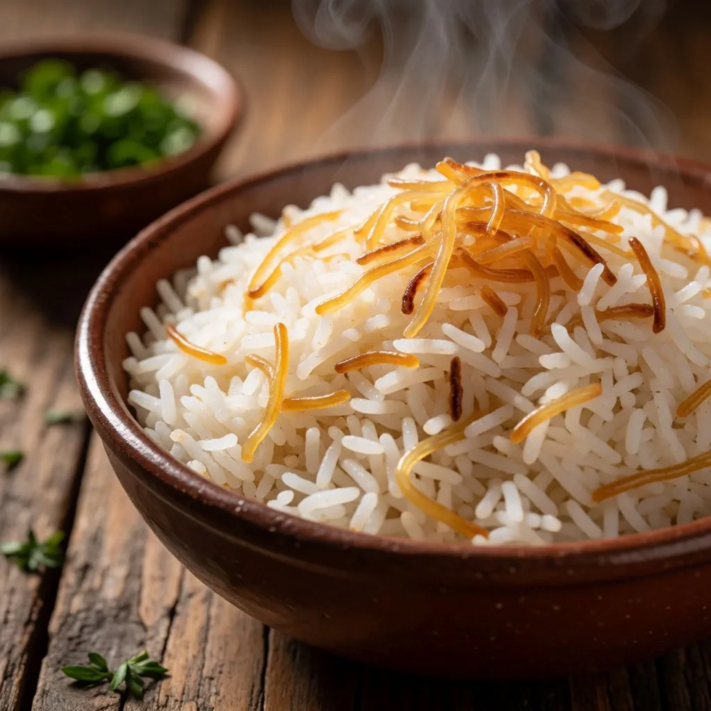 Bowl of spiced rice with vermicelli