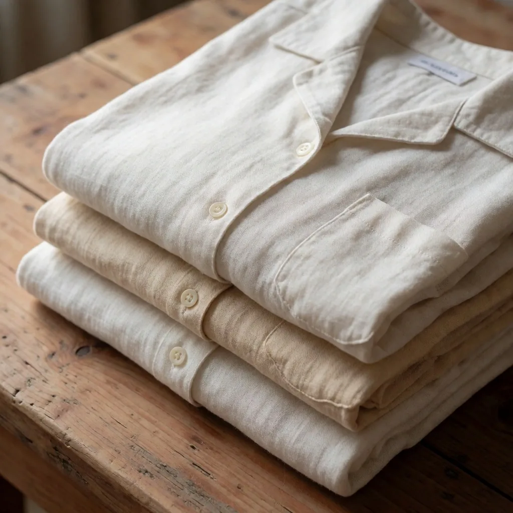 Folded light cotton and linen travel clothing