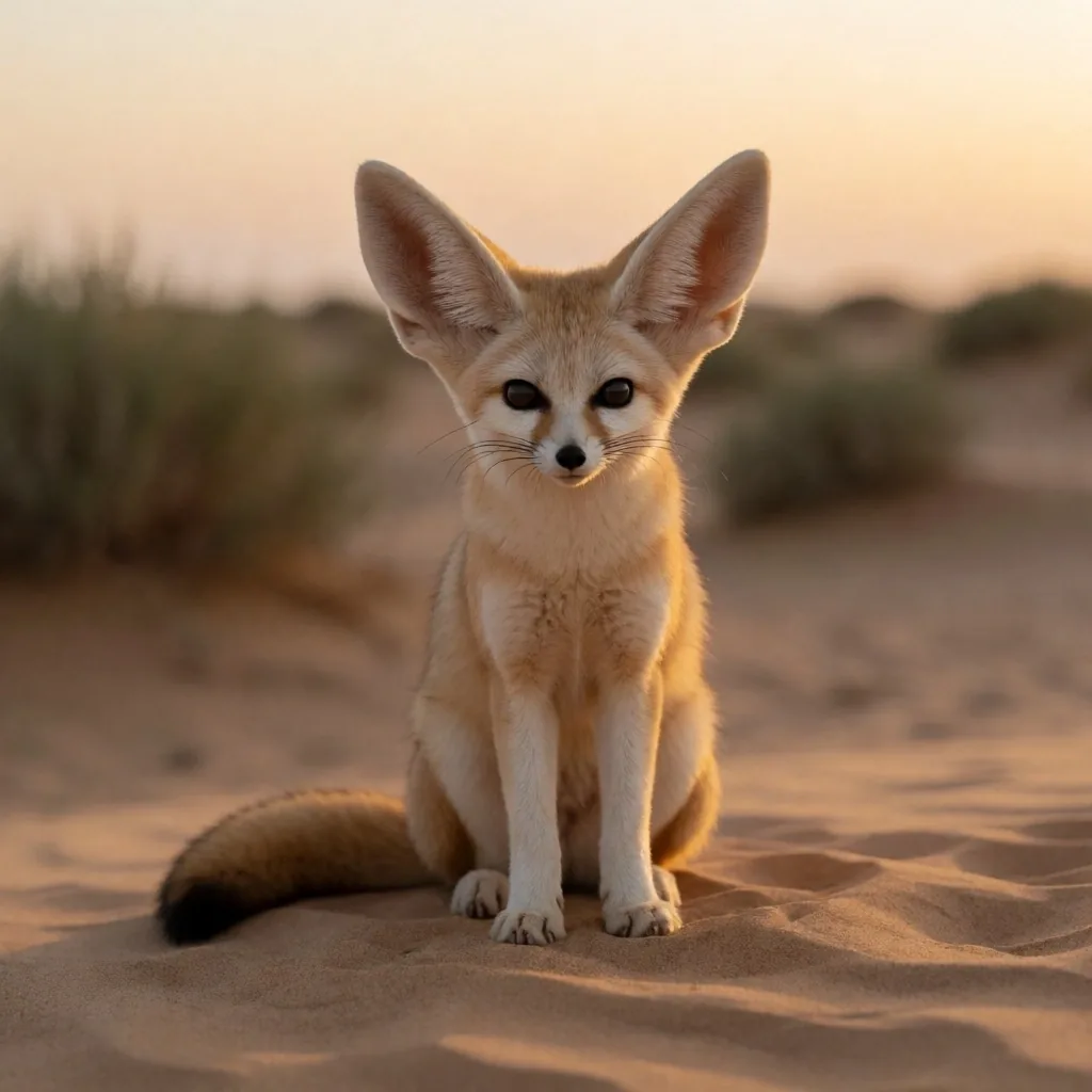 Desert fox at dusk in warm light